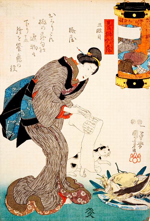 浮世绘画师歌川国芳:自画像也洋溢着爱猫之情