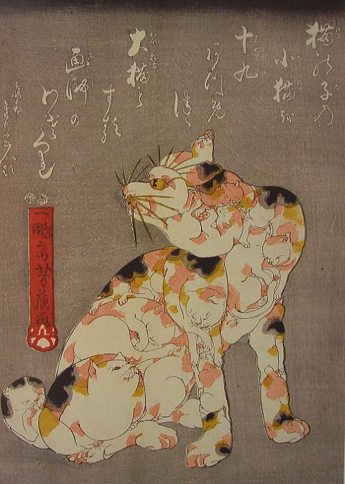 浮世绘画师歌川国芳:自画像也洋溢着爱猫之情